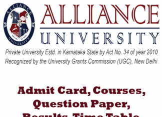 Alliance University Time Table