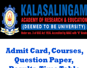 Kalasalingam University Time Table